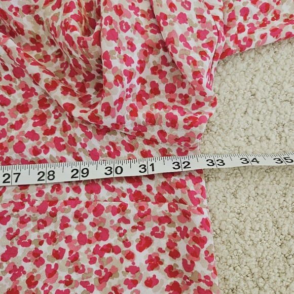 Catherines Blouse Lightweight Pink Leopard Lace Up 3/4 Sleeve Ruffle Womens 4x - Picture 5 of 8